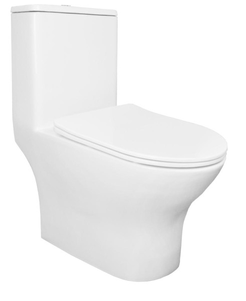 Унитаз-моноблок AZARIO Terni 670x350x760 горизонтальный слив, быстросъемное сиденье микролифт (AZ-8618)
